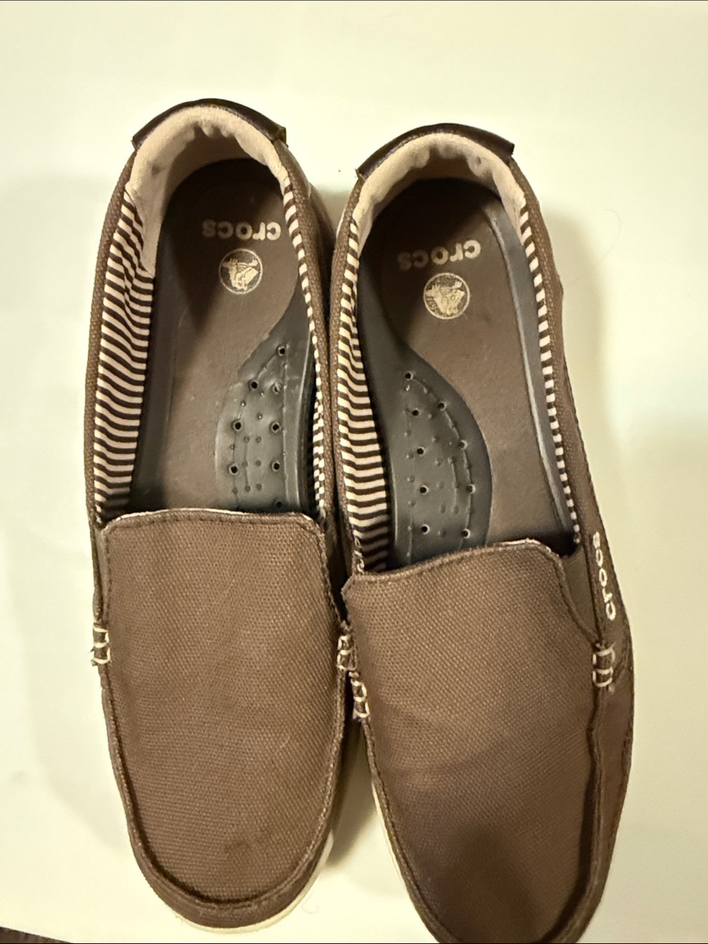 CROCS Women’s Brown Canvas Slip-On Loafers